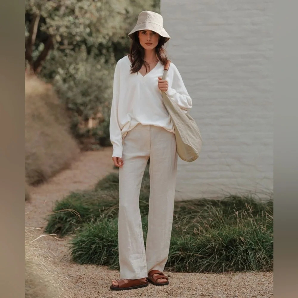 JENNI KAYNE Charlie V-Neck Sweater Ivory Cashmere for @Odessarose1947 - Picture 2 of 12